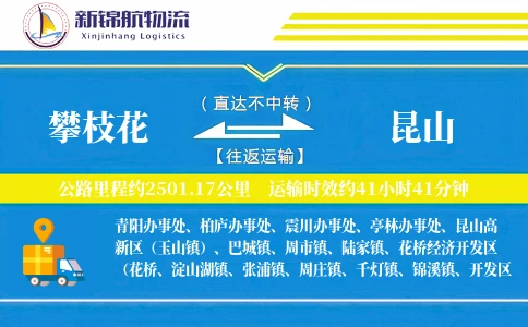 攀枝花到昆山物流公司