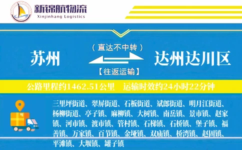 苏州到达州达川区物流公司