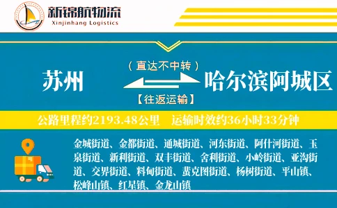 苏州到哈尔滨阿城区物流公司