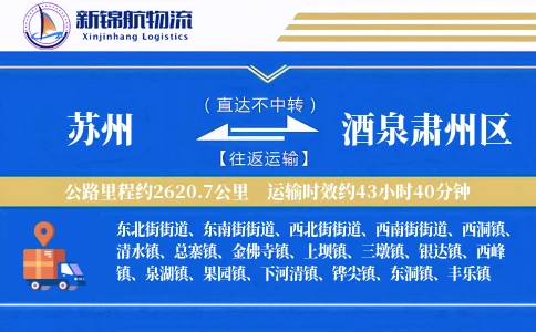 苏州到酒泉肃州区物流公司