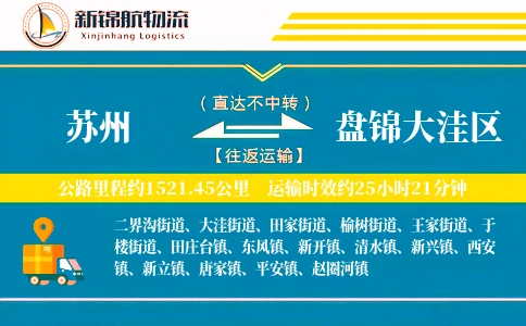 苏州到盘锦大洼区物流公司