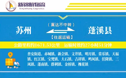 苏州到蓬溪县物流公司