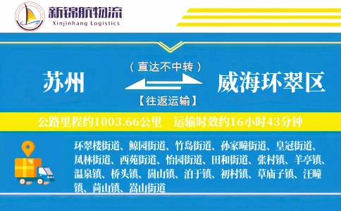 苏州到威海环翠区物流公司-设备运输专线「全程高速」