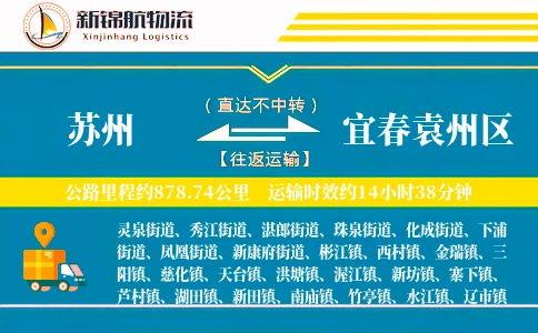 苏州到宜春袁州区物流公司